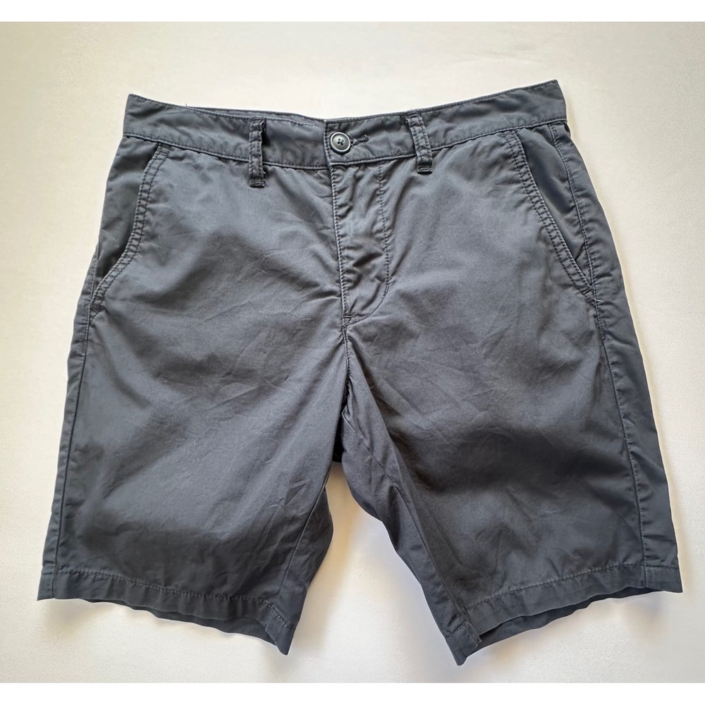 John Varvatos USA Men's Chino Shorts Blue Gray Cotton Flat Front Size 29